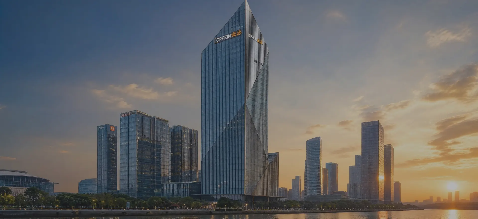 欧派家居总部建筑与城市天际线